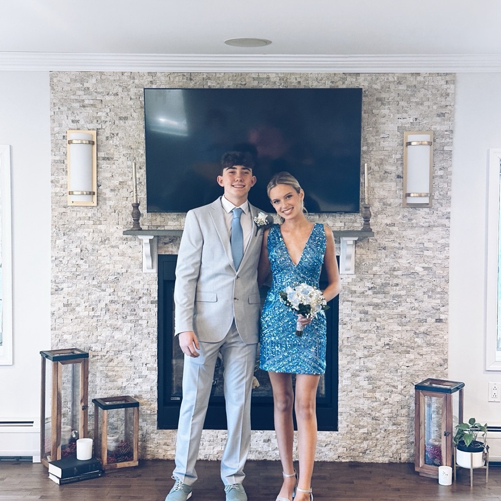 Elegant Blue Sequin Dress